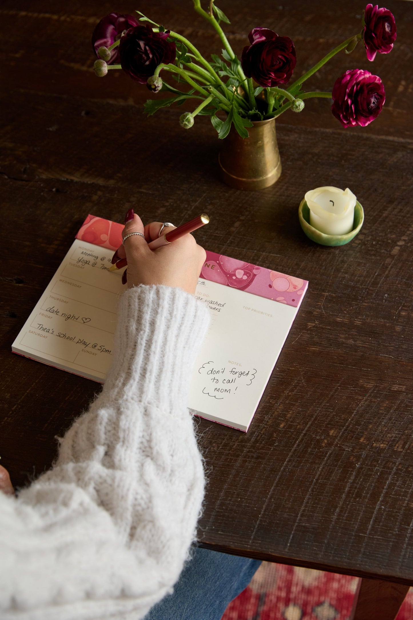 Designworks Ink Marble Weekly Planner Notepad - Cherry Peach
