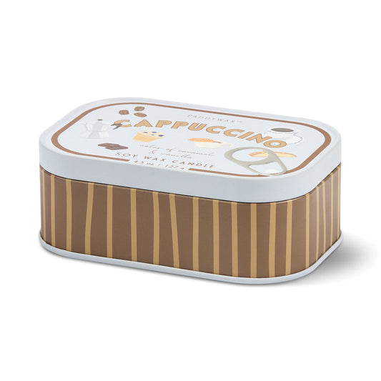 Paddywax Bistro 4.5oz/127g Cappuccino Printed Tin Candle - Chocolate & Cherry