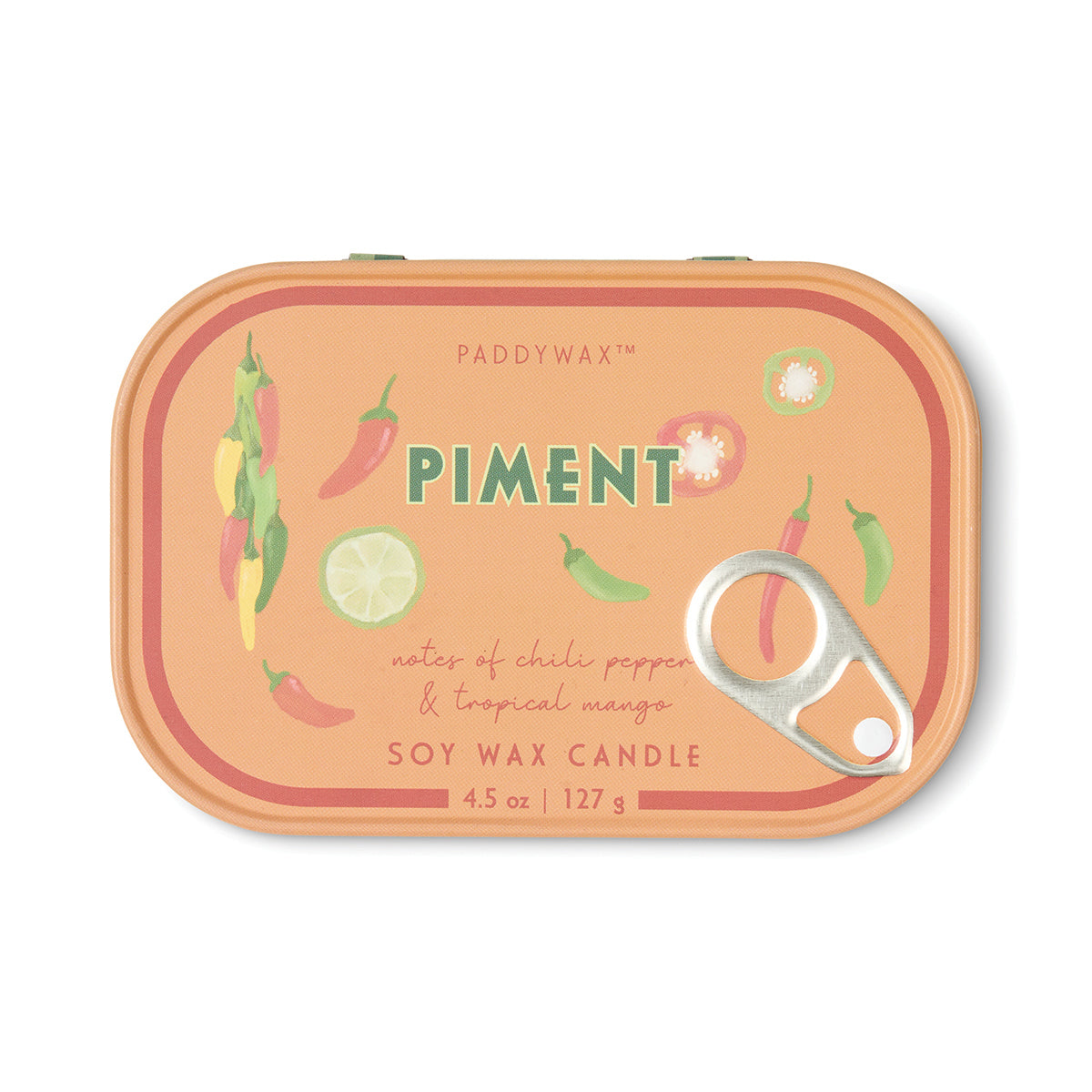 Paddywax Bistro 4.5oz/127g Piment Printed Tin Candle - Chilli & Mango