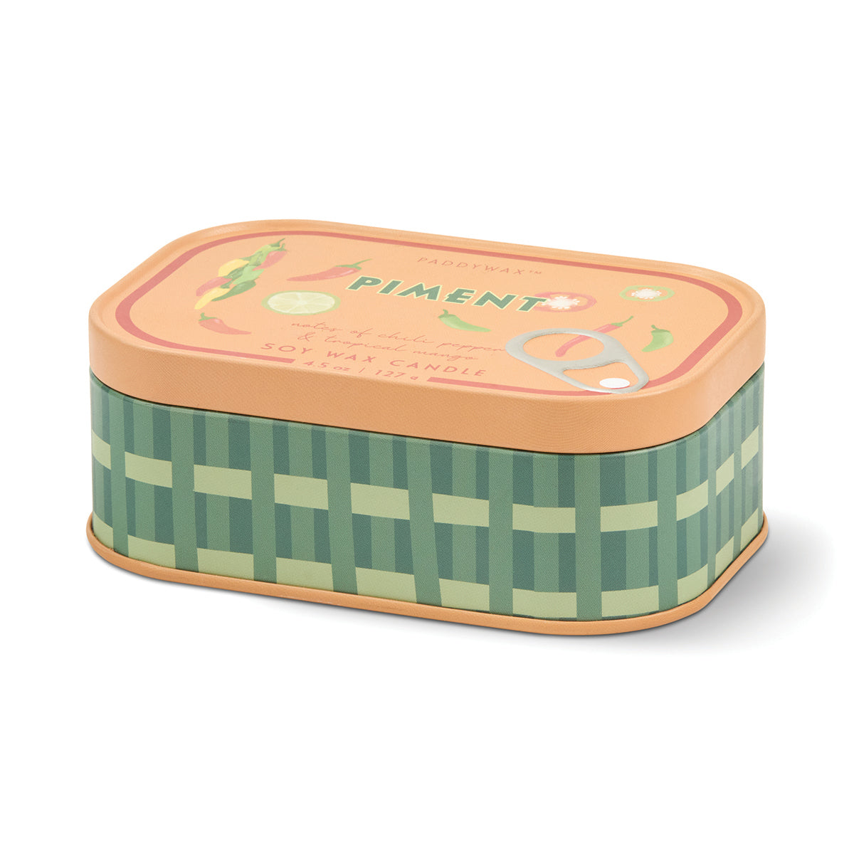 Paddywax Bistro 4.5oz/127g Piment Printed Tin Candle - Chilli & Mango