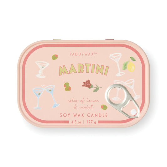 Paddywax Bistro 4.5oz/127g Martini Printed Tin Candle - Lemon & Violet