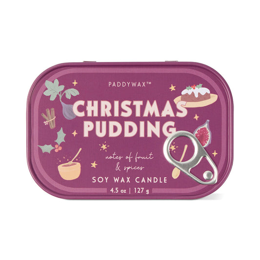 Paddywax Bistro 4.5oz/127g Christmas Pudding Printed Tin Candle - Fruit & Spices