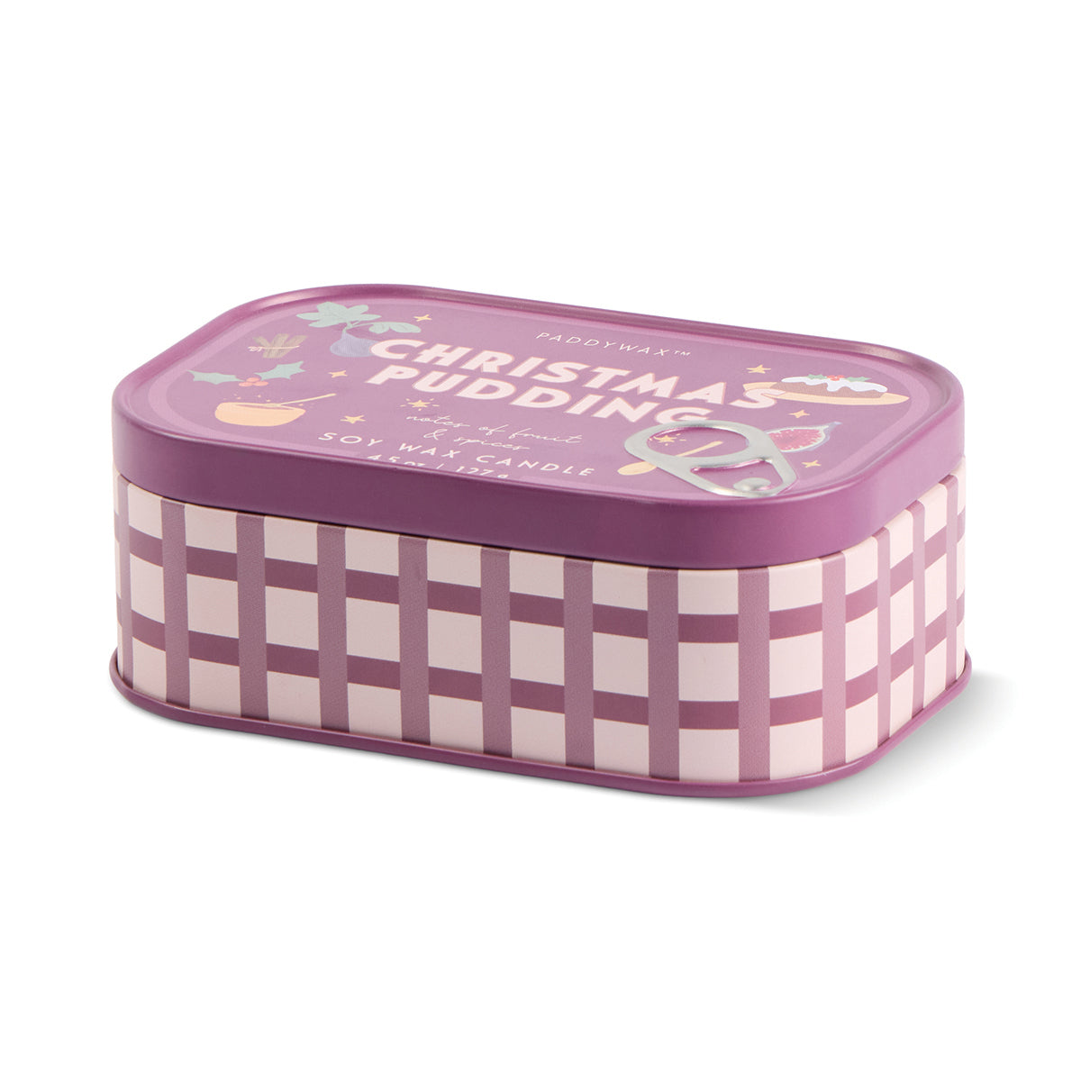 Paddywax Bistro 4.5oz/127g Christmas Pudding Printed Tin Candle - Fruit & Spices