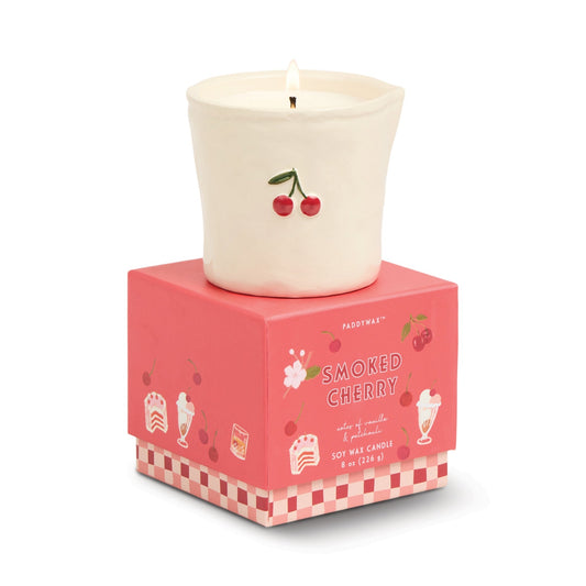 Bistro 8oz/226g Cherry Embossed Ceramic Candle - Smoked Cherry
