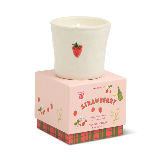 Bistro 8oz/226g Strawberry Embossed Ceramic Candle - Strawberry