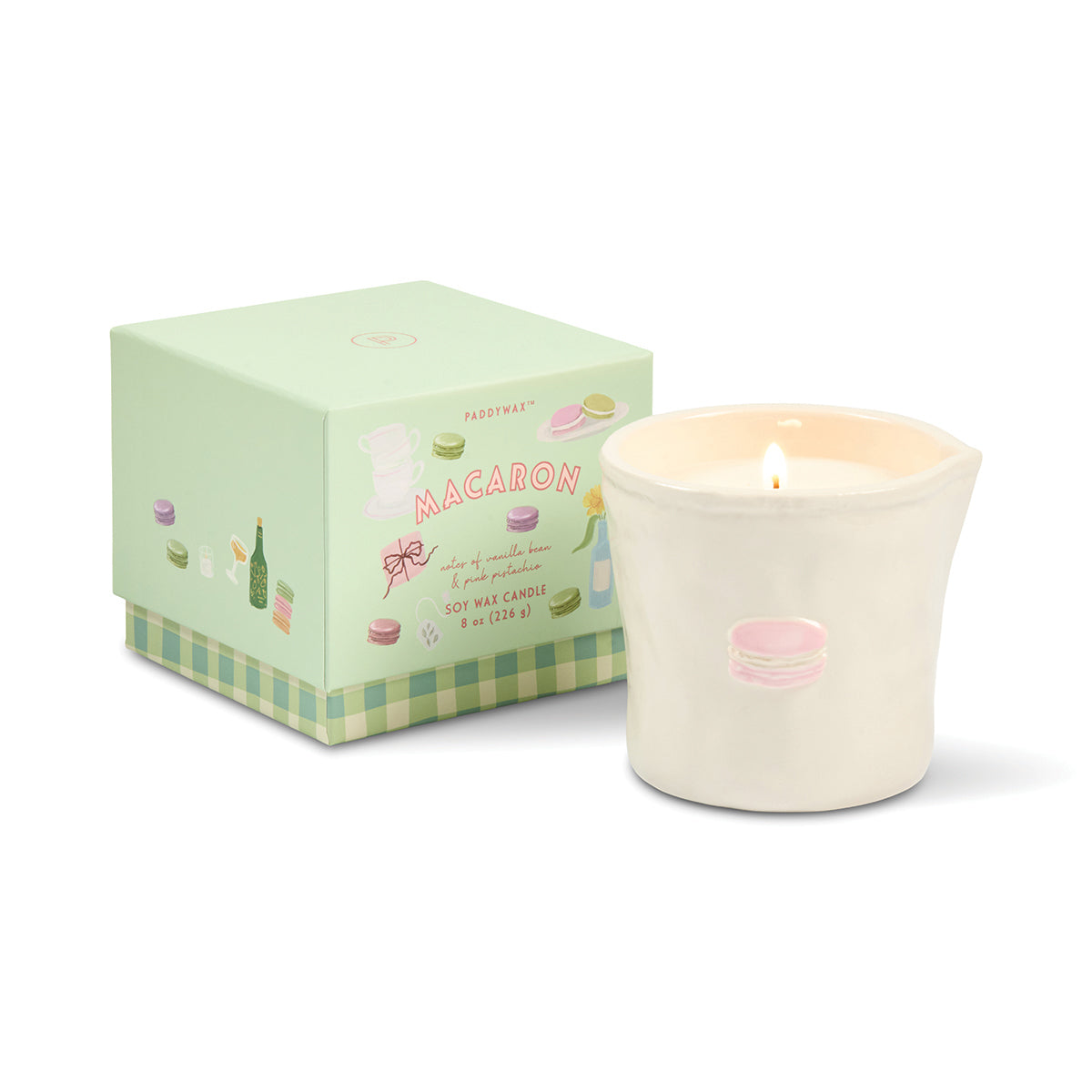 Paddywax Bistro 8oz/226g Macaron Ceramic Candle - Amber & Pistachio
