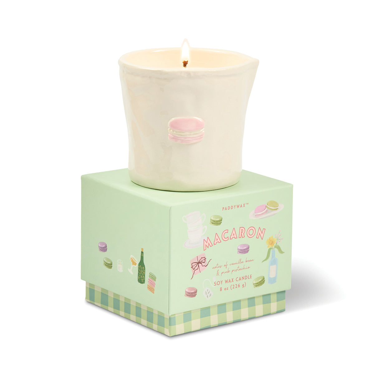 Paddywax Bistro 8oz/226g Macaron Ceramic Candle - Amber & Pistachio