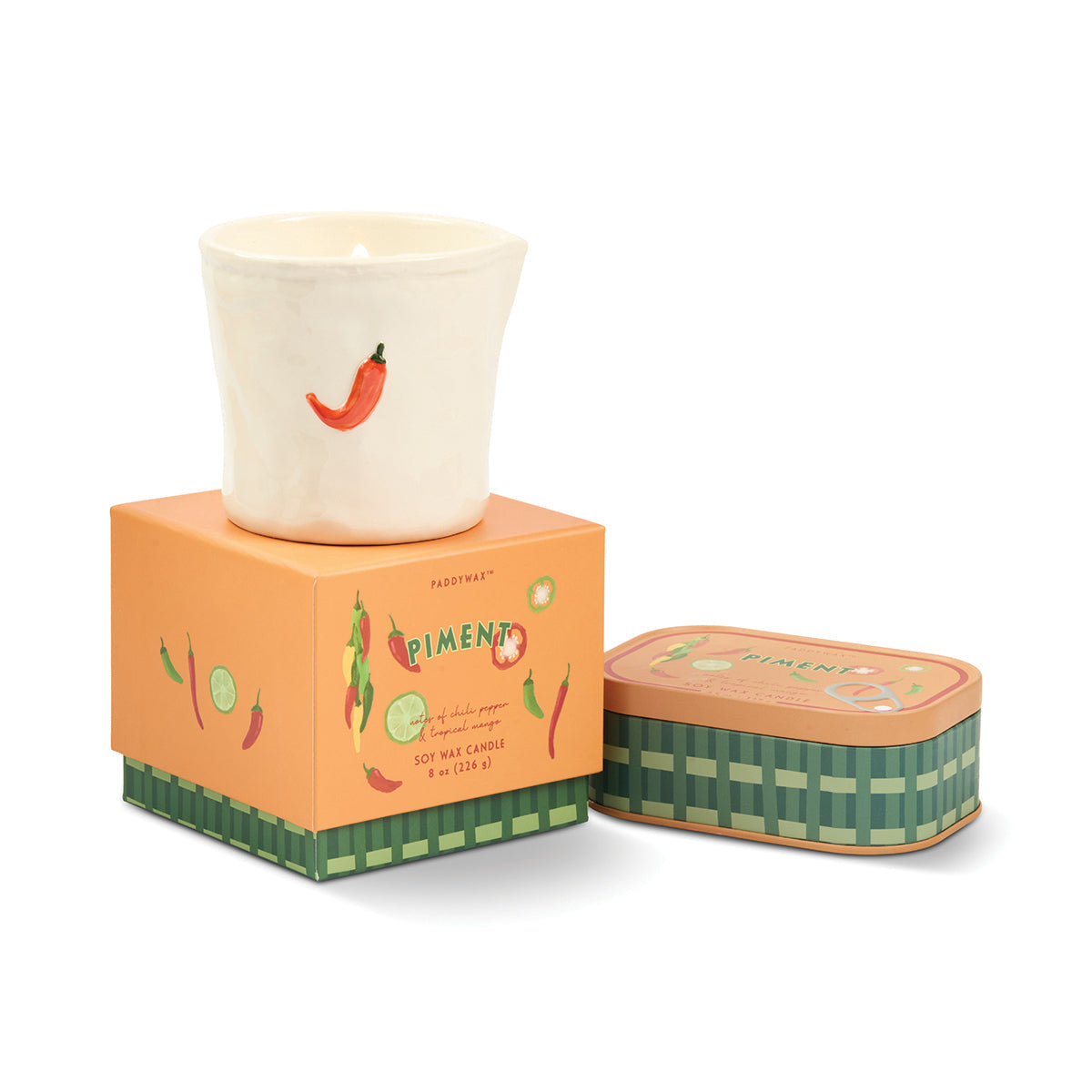 Paddywax Bistro 8oz/226g Piment Ceramic Candle - Chilli & Mango