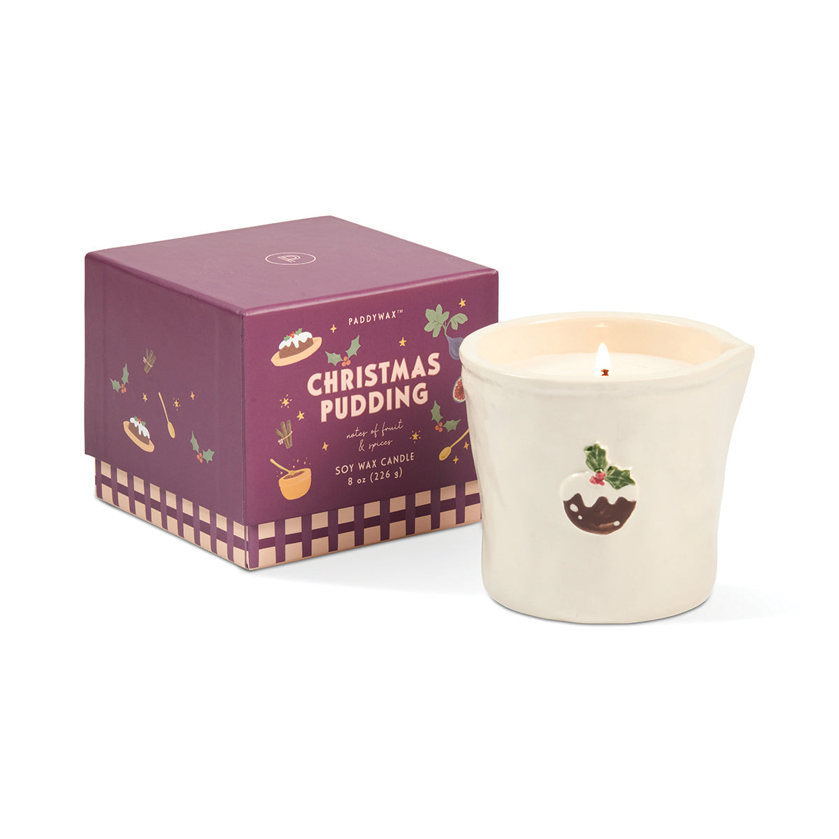 Paddywax Bistro 8oz/226g Christmas Pudding Ceramic Candle - Fruit & Spices