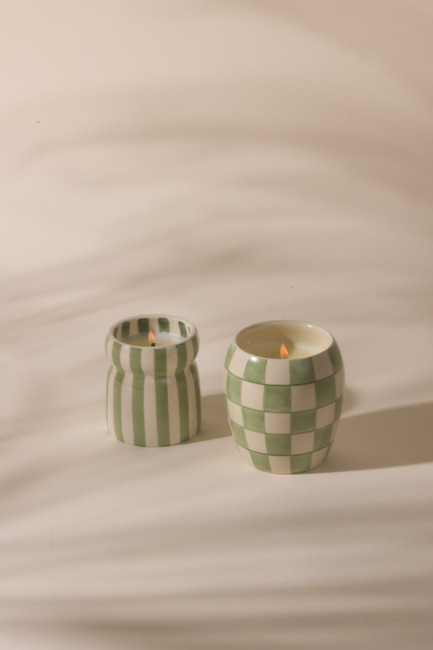 6.5 Oz Cabana Sage Striped Ceramic Candle - Bora Bora