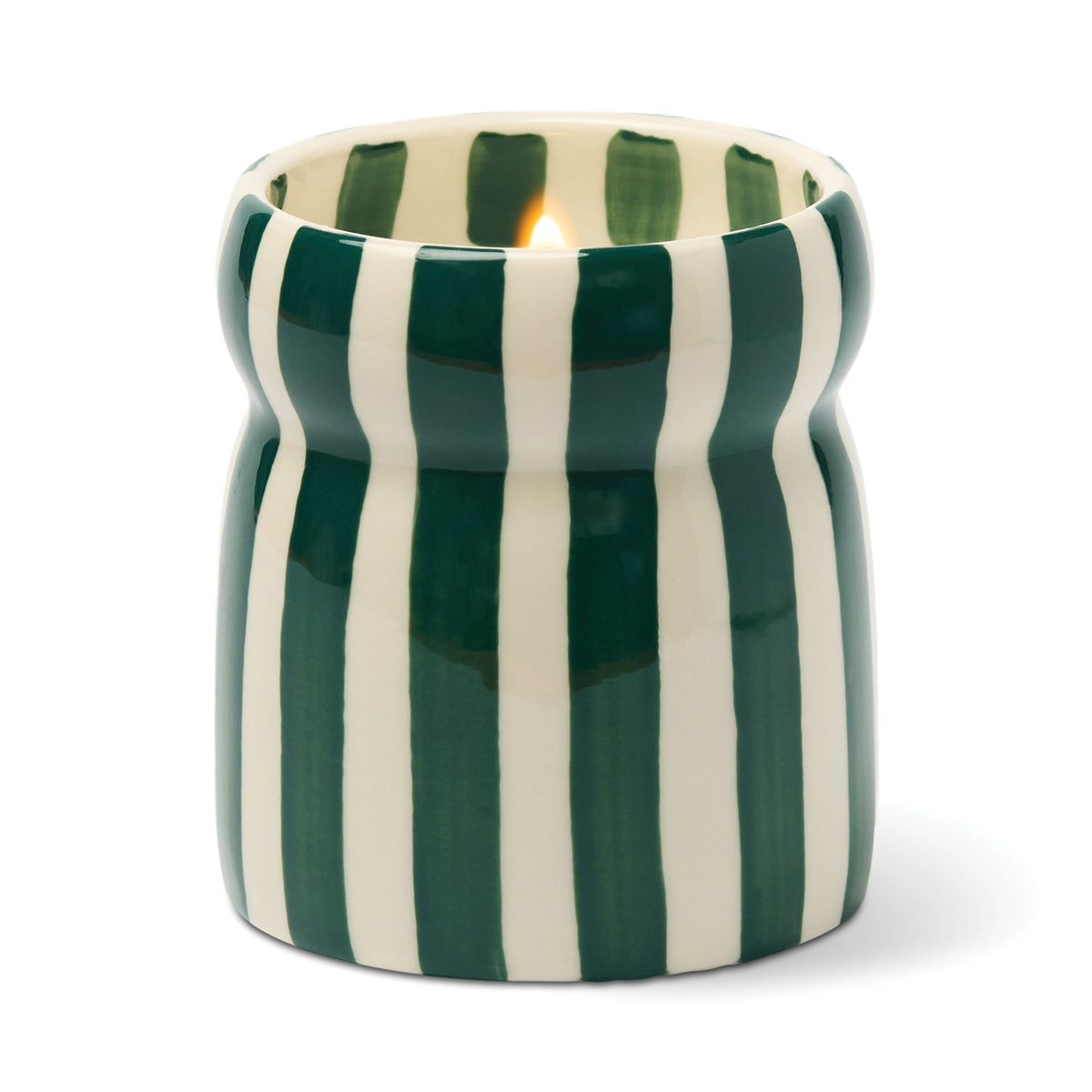 Paddywax Cabana Christmas 6.5oz/184g Pink/Green Striped Ceramic Candle - Cinnamon & Clove