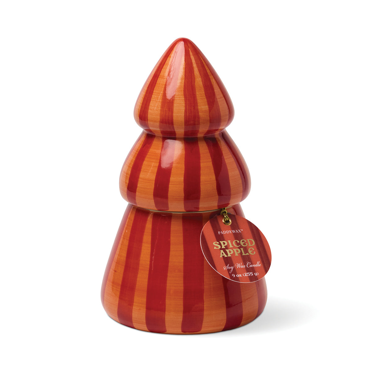 Paddywax Cabana Christmas 9oz/255g Red/Coral Ceramic Tree Candle - Spiced Apple