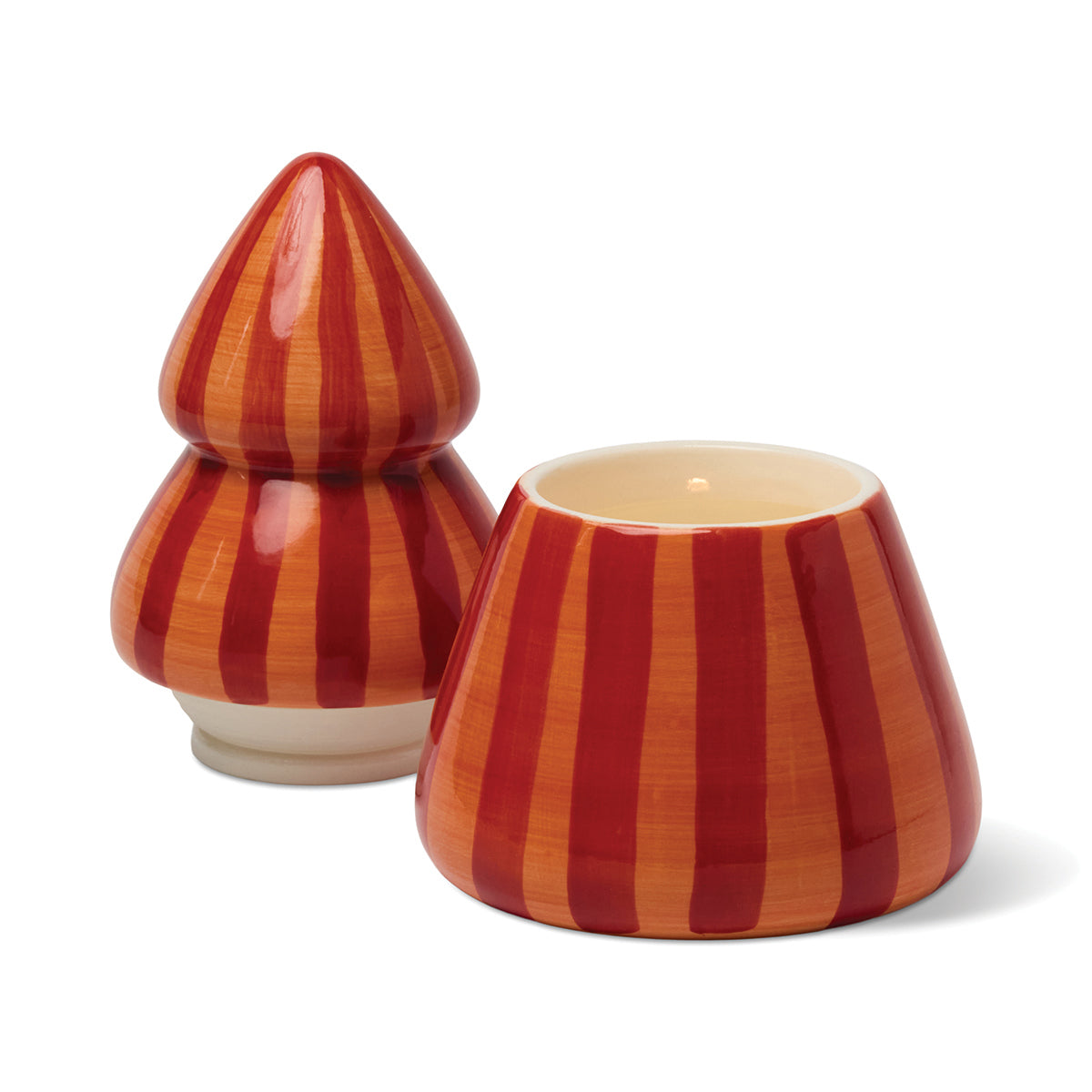 Paddywax Cabana Christmas 9oz/255g Red/Coral Ceramic Tree Candle - Spiced Apple