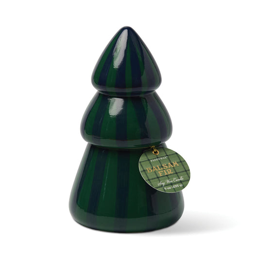 Paddywax Cabana Christmas 9oz/255g Green/Navy Ceramic Tree Candle - Balsam Fir