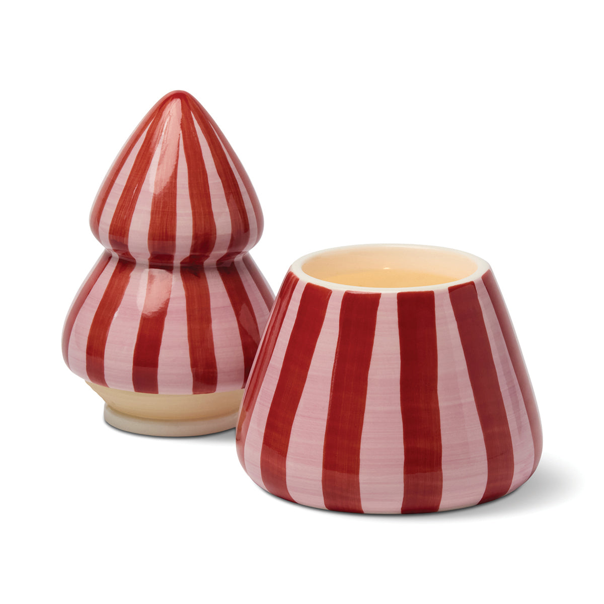 Paddywax Cabana Christmas 9oz/255g Red/Pink Ceramic Tree Candle - Pink Peppermint