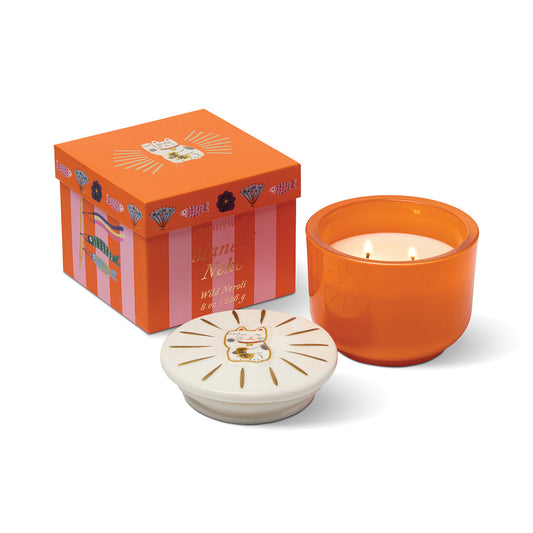 Paddywax Charmed 8oz/226g Orange Maneki-Neko Cat Candle - Wild Neroli