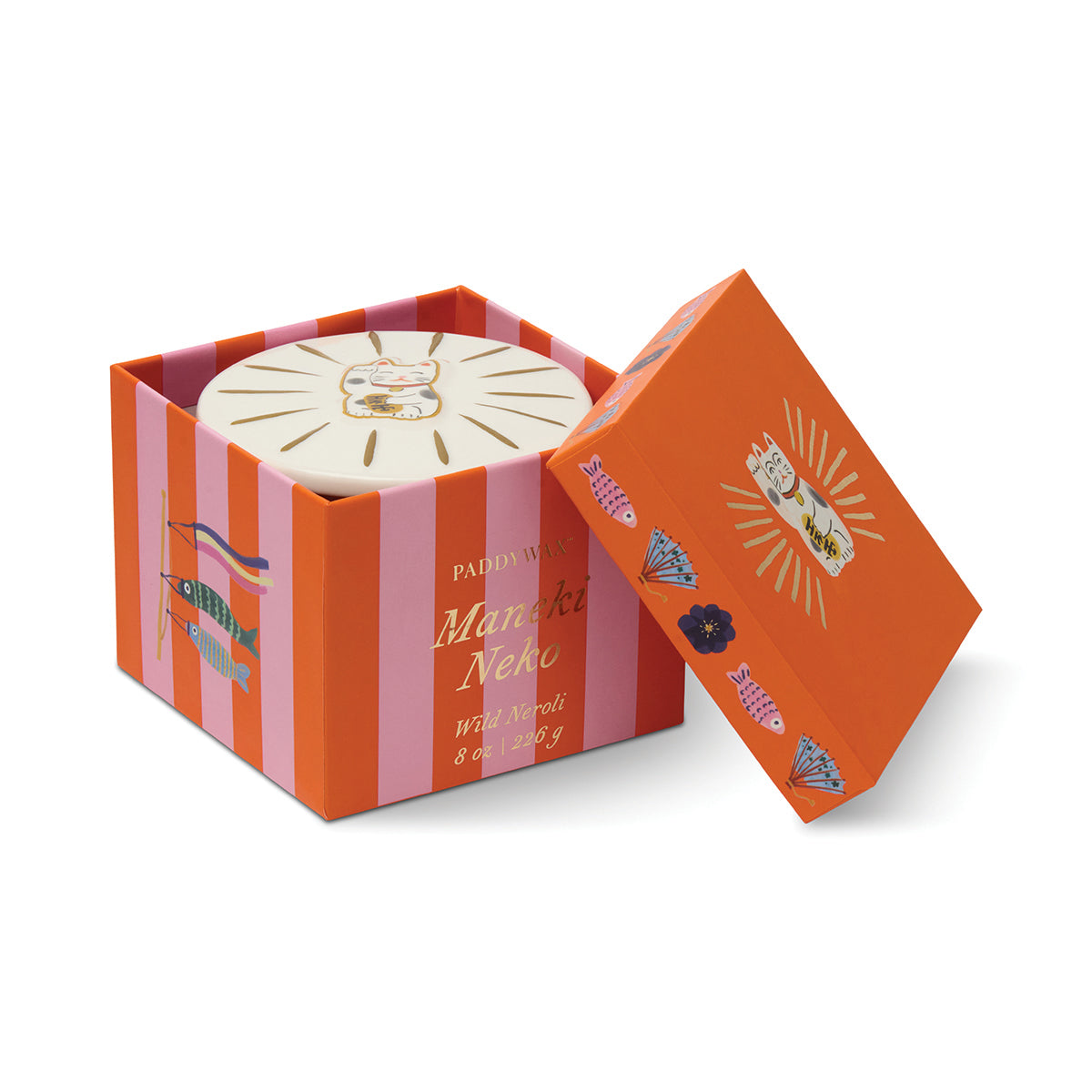 Paddywax Charmed 8oz/226g Orange Maneki-Neko Cat Candle - Wild Neroli