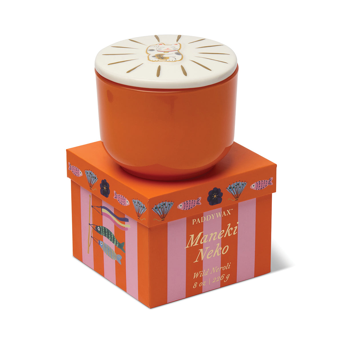 Paddywax Charmed 8oz/226g Orange Maneki-Neko Cat Candle - Wild Neroli