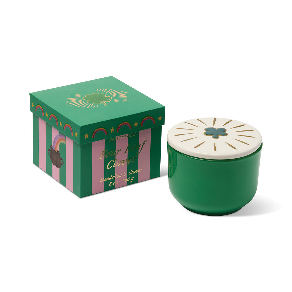 Paddywax Charmed 8oz/226g Green Four Leaf Clover Candle - Dandelion & Clover