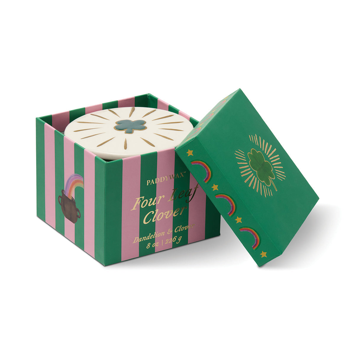 Paddywax Charmed 8oz/226g Green Four Leaf Clover Candle - Dandelion & Clover
