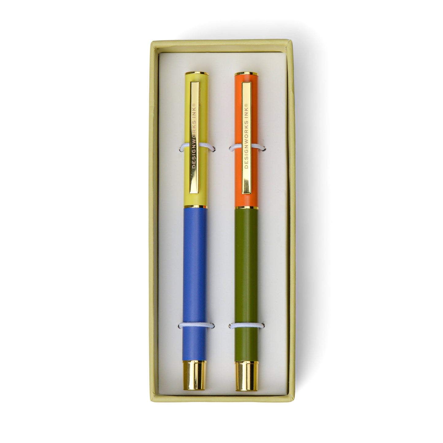 Colourblock Pens Cobalt & Army Green (set of 2)