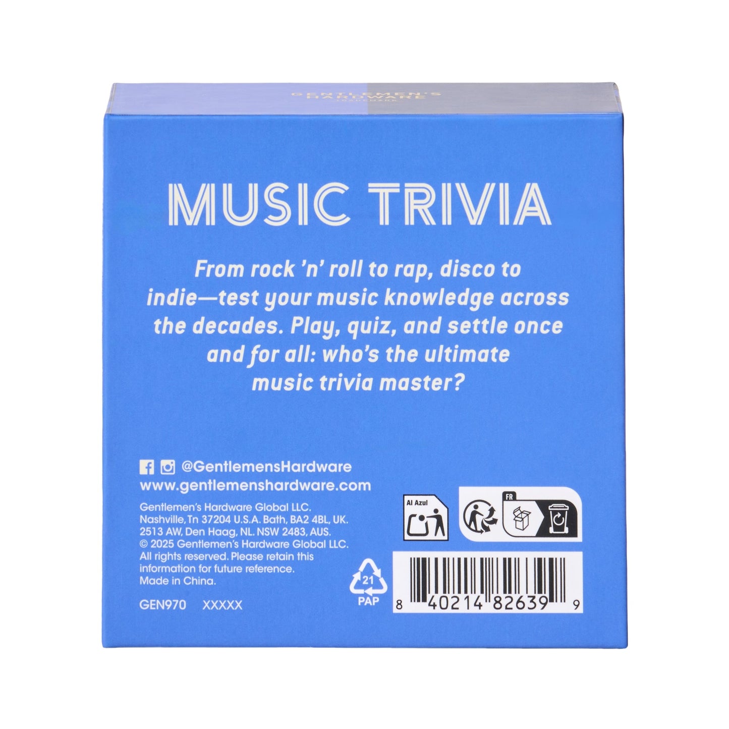 Gentlemen's Hardware Music Trivia