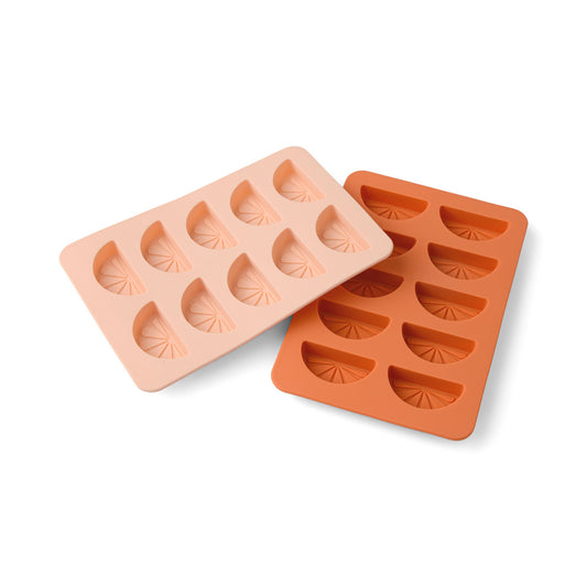 The Dotty Citrus Wedge Ice Trays - Set Of 2 Orange + Blush Pink