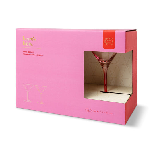 The Olive Martini Glass - Set of 2 - Blush + Cherry