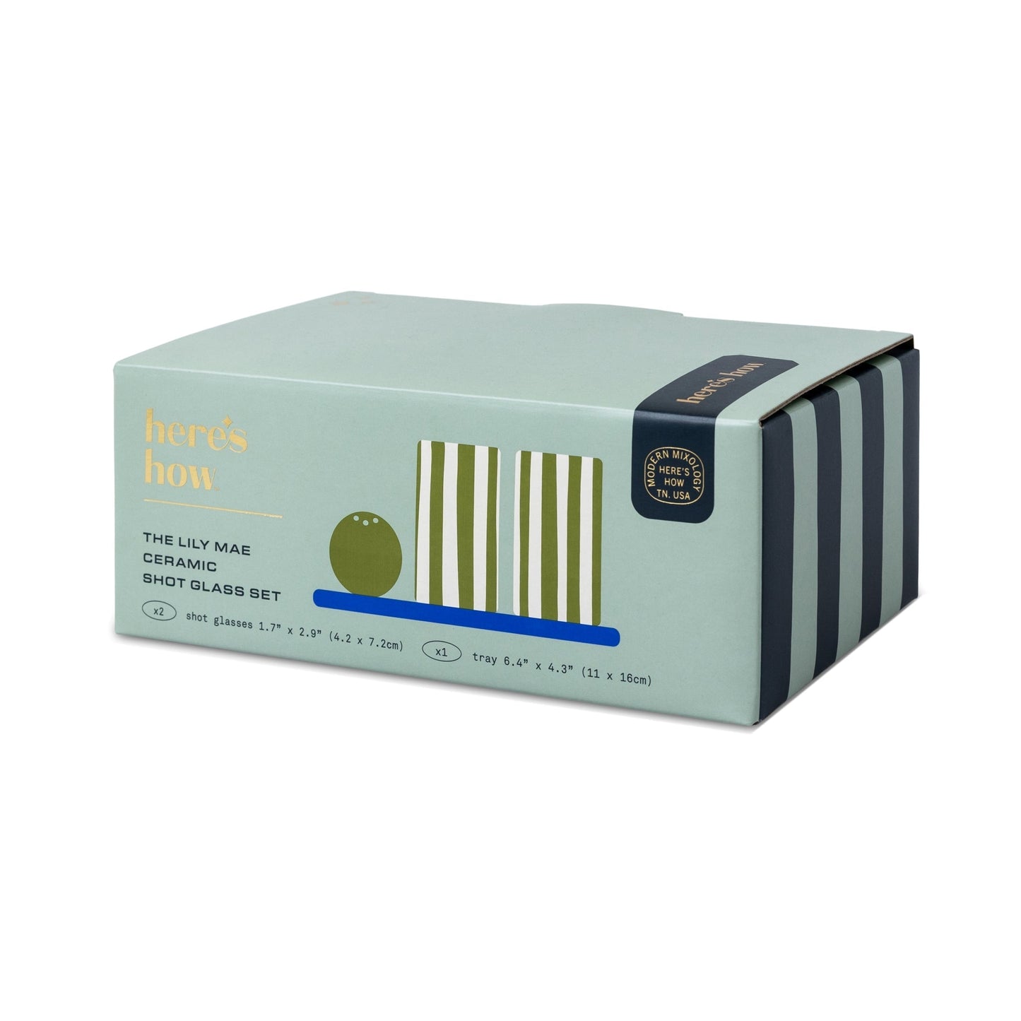 The Lily Mae Ceramic Tequila Shot Glass Set - Cobalt + Olive