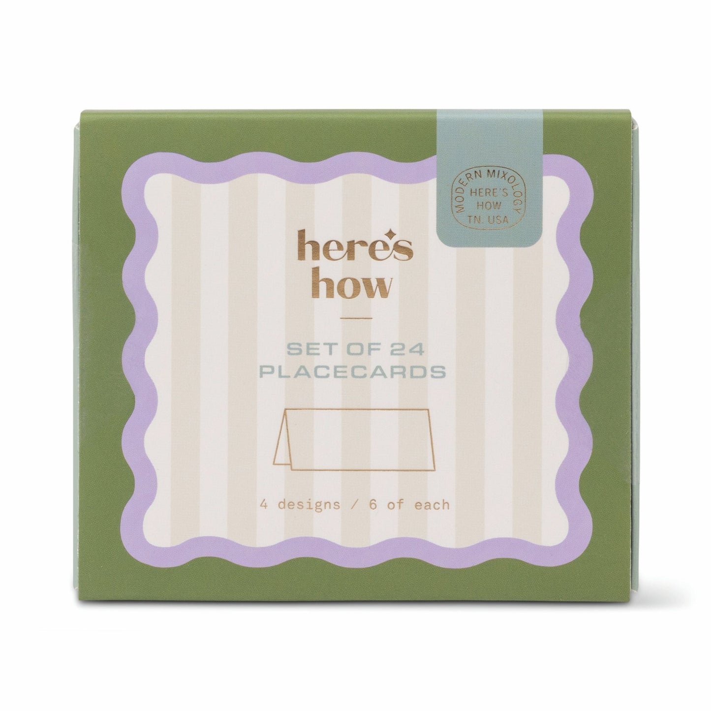 Here's How Placecards - Set of 24 - Stripes