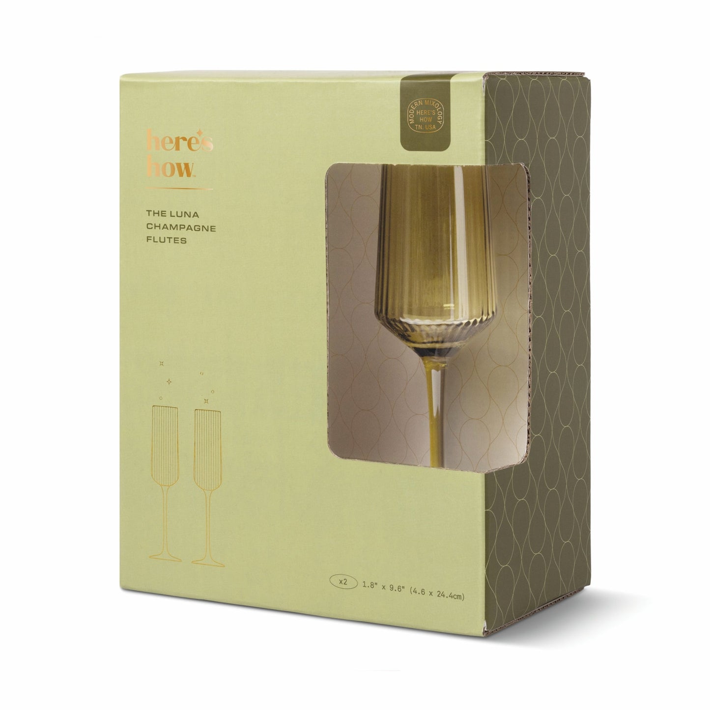Here's How The Luna Champagne Flutes - Set of 2 - Olive