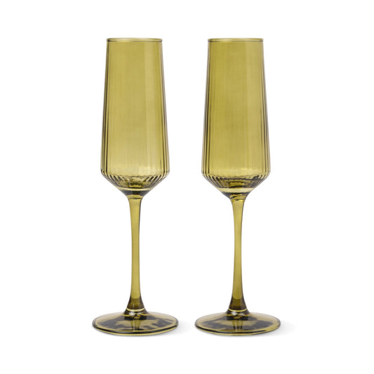 Here's How The Luna Champagne Flutes - Set of 2 - Olive