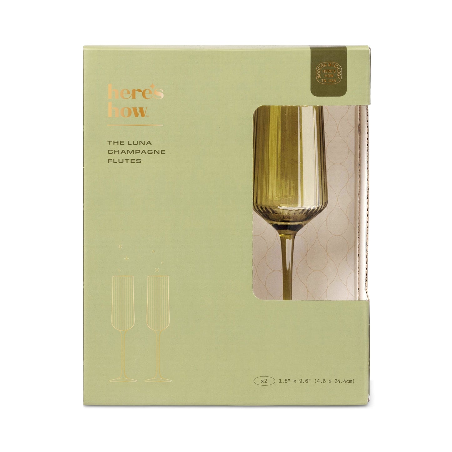 Here's How The Luna Champagne Flutes - Set of 2 - Olive