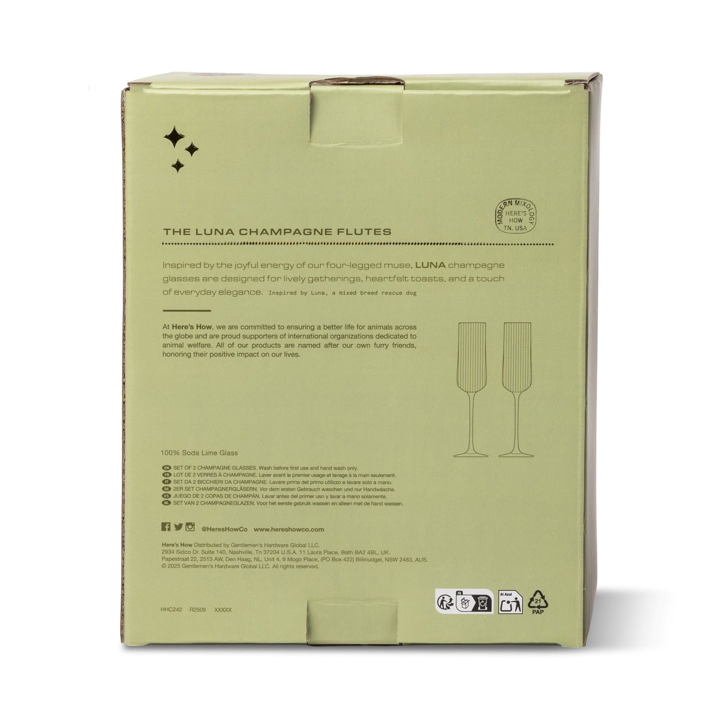 Here's How The Luna Champagne Flutes - Set of 2 - Olive