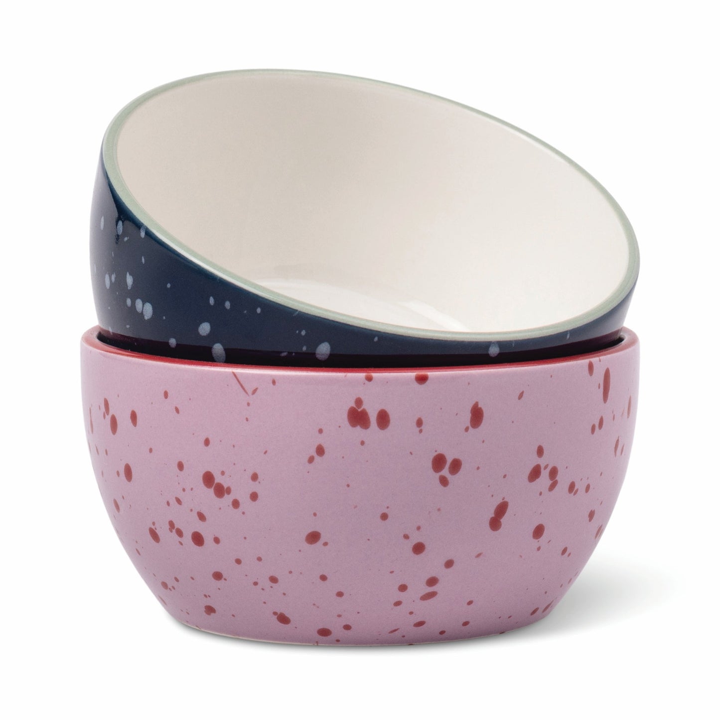 Here's How The Bella Dipping Bowls - Set of 2 - Navy & Lilac Splatter