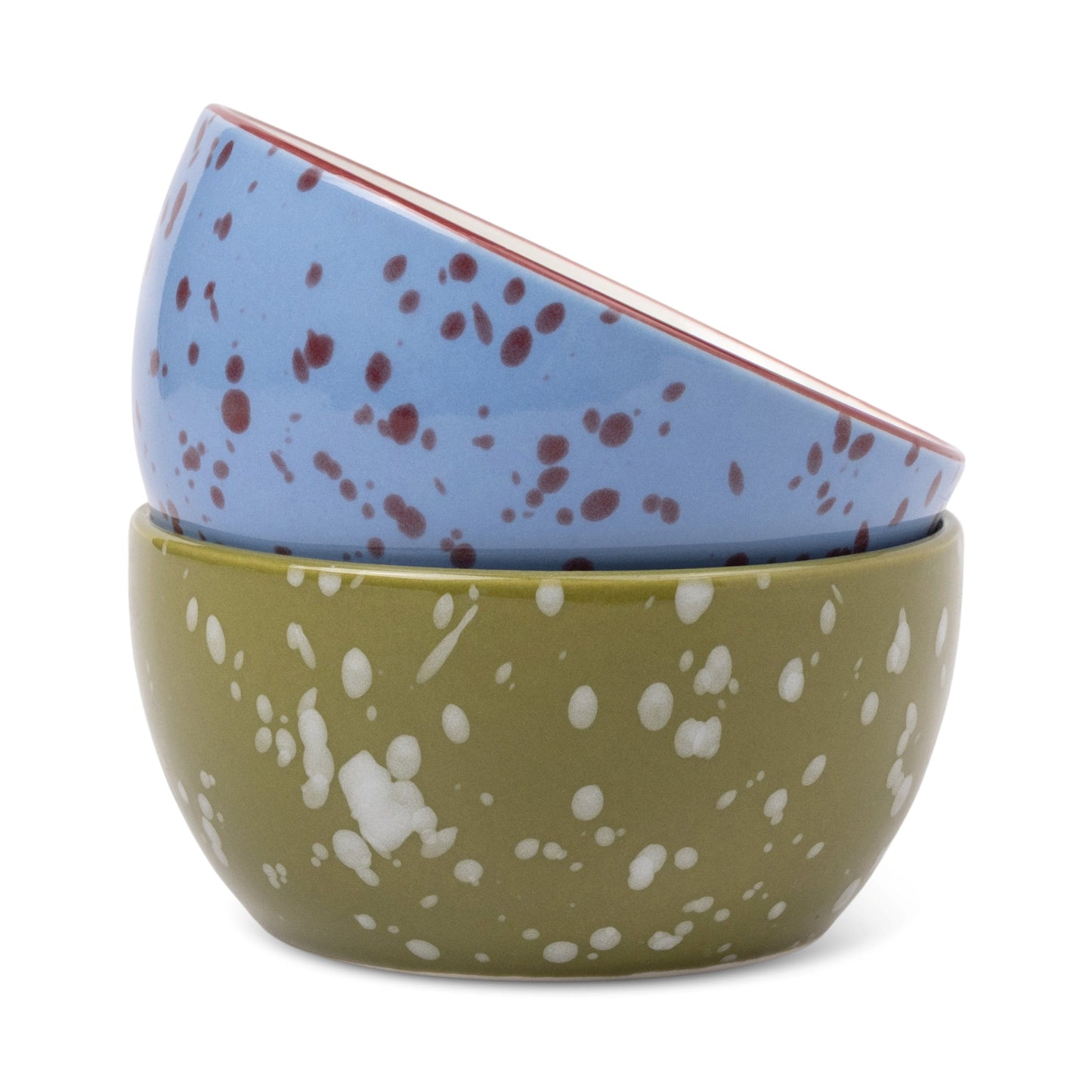 Here's How The Bella Dipping Bowls - Set of 2 - Blue & Olive Splatter
