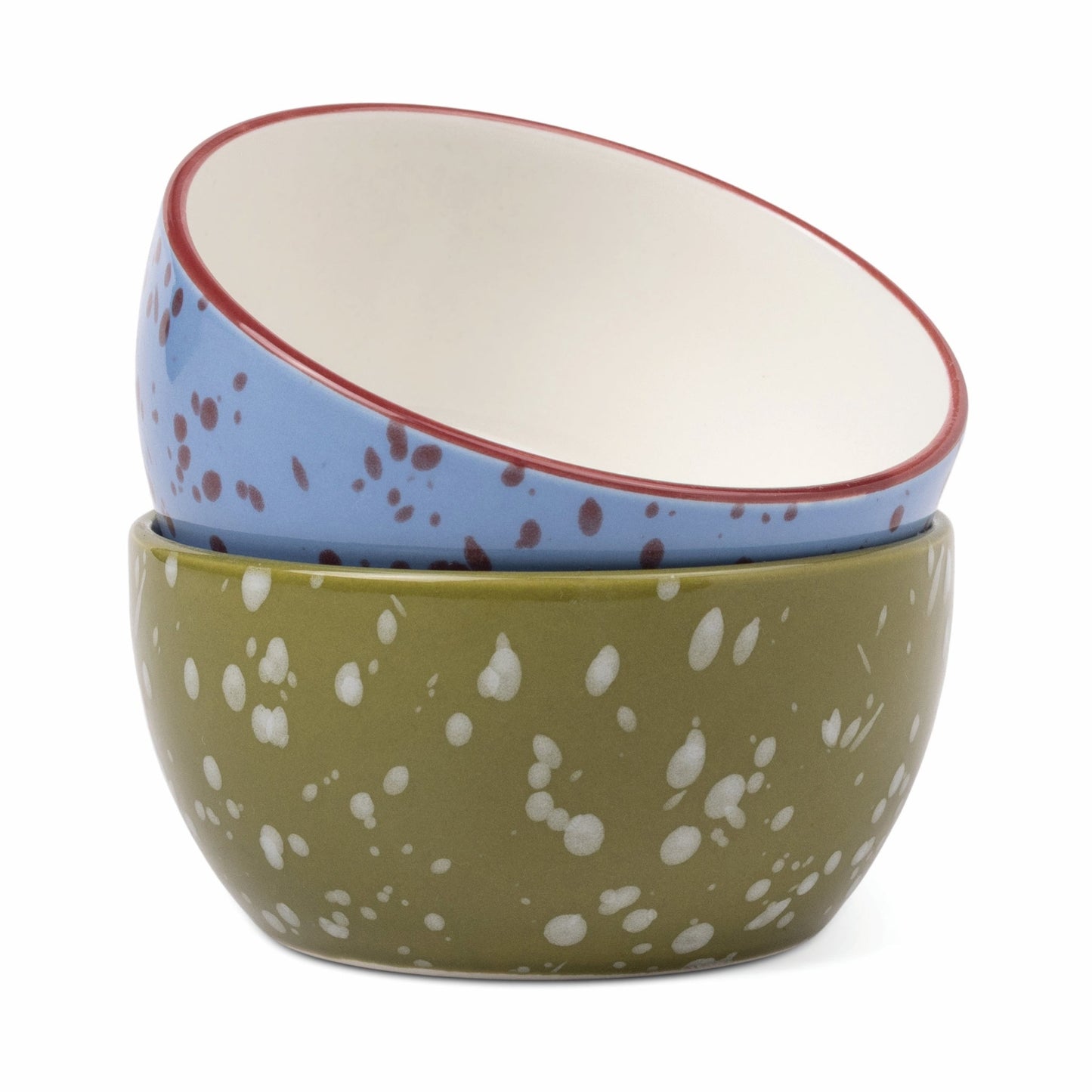 Here's How The Bella Dipping Bowls - Set of 2 - Blue & Olive Splatter