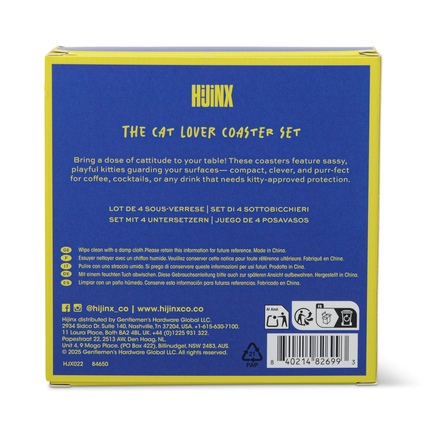 Hijinx Coasters (Set of 4) The Cat Lover