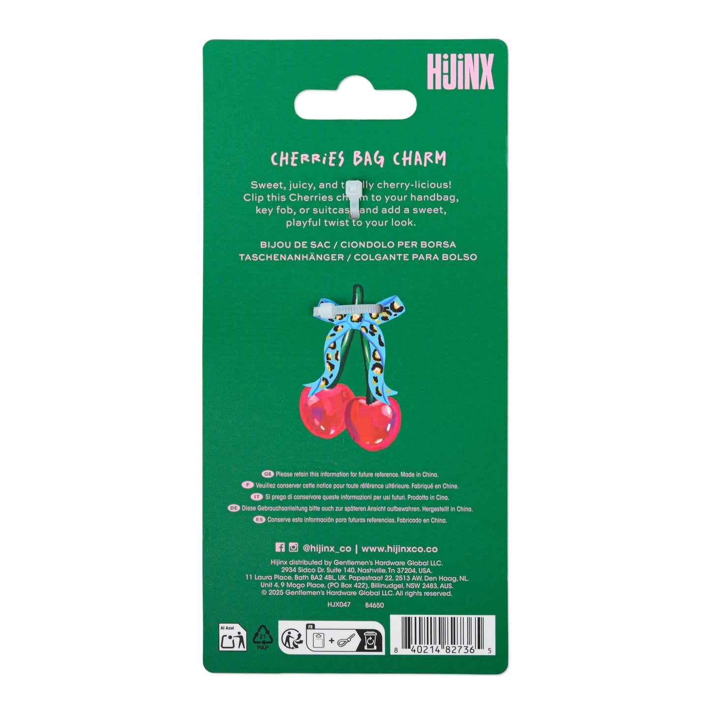 Hijinx Bag Charm - Cherries