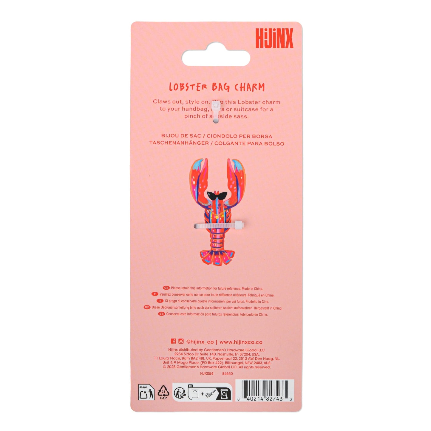 Hijinx Bag Charm - Lobster