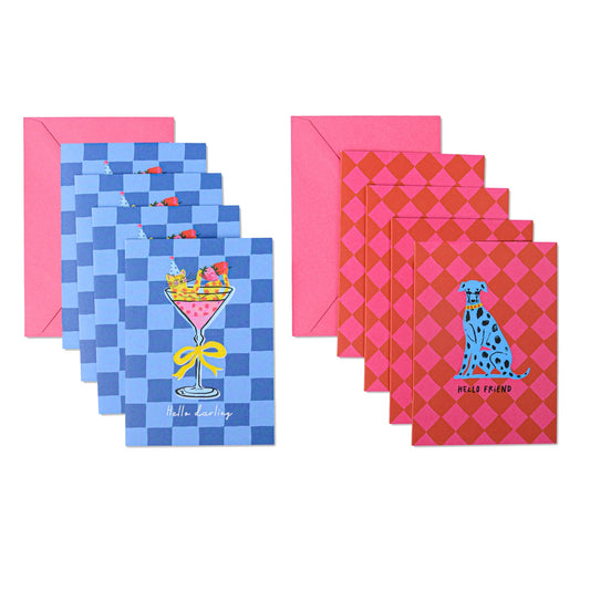 Hijinx Notecards (Set of 8) Hello Friends