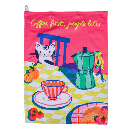 Hijinx Tea Towel - Coffee First People Later