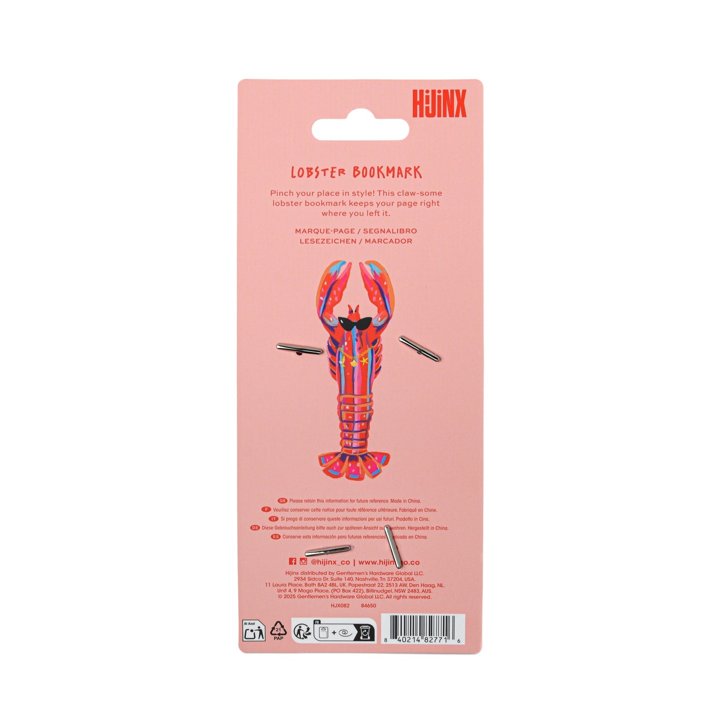 Hijinx Bookmark - Lobster