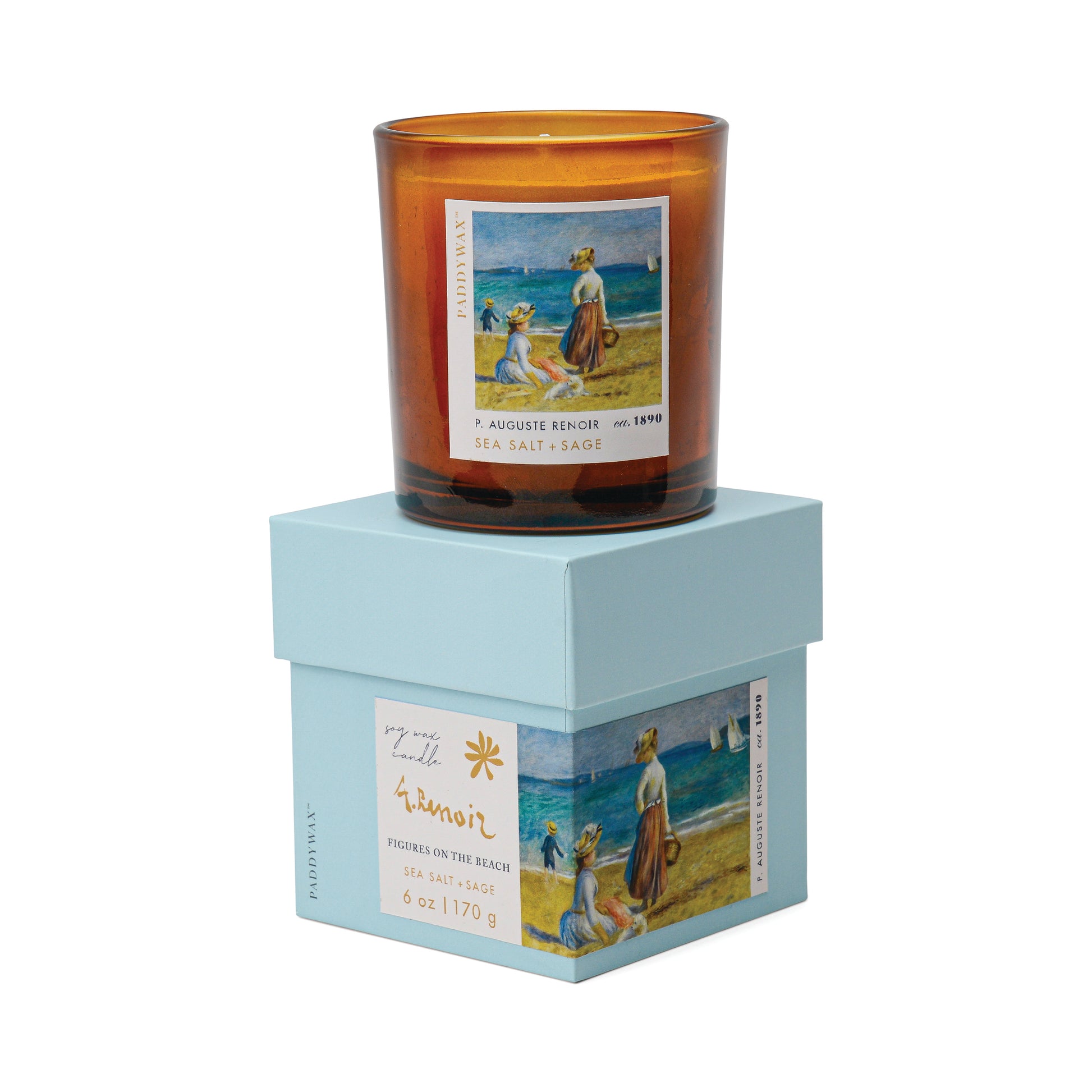 Impressionist 6oz/170g Glass Candle - Renoir ' Figures on the Beach'