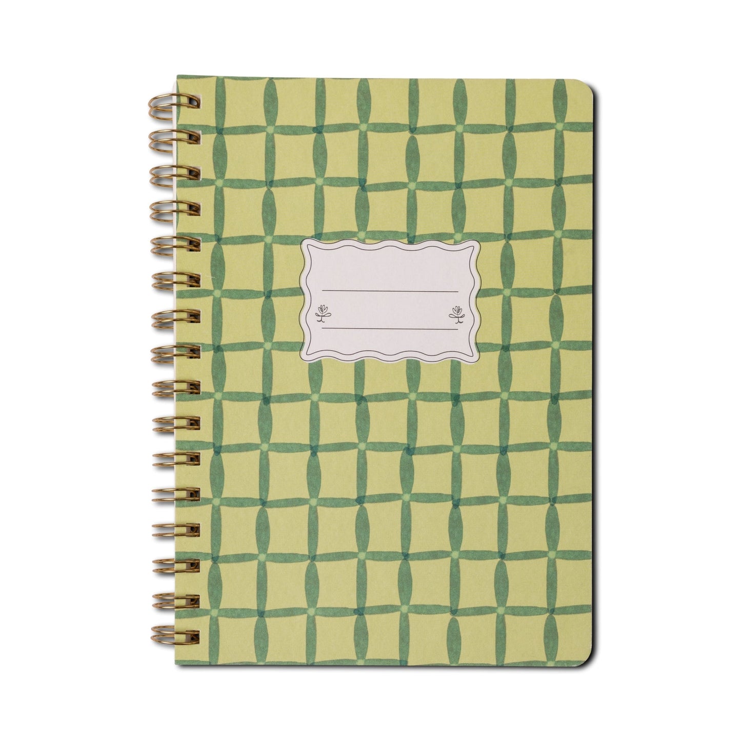 Tulip A5 Twin Wire Notebook - Green Lattice