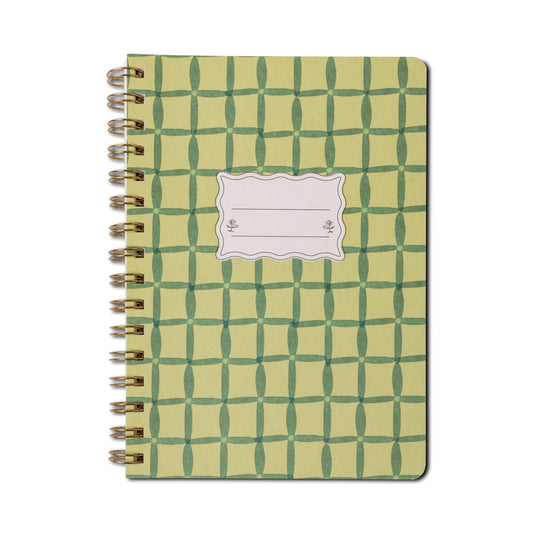 Tulip A5 Twin Wire Notebook - Green Lattice