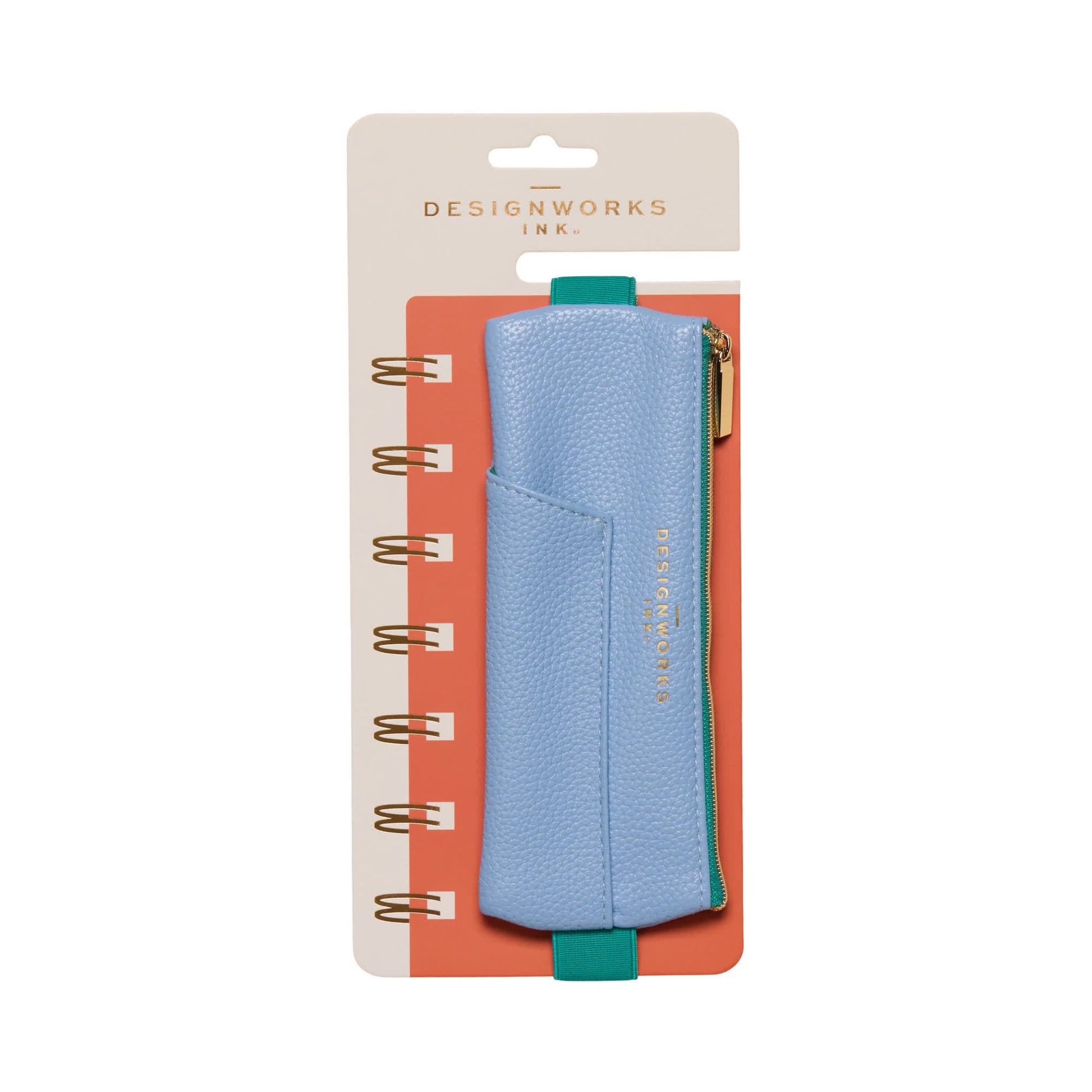 Vegan Leather Pen Pouch Light Blue Green1