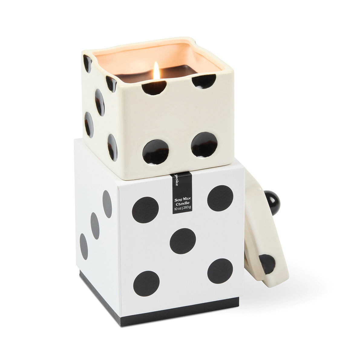 Paddywax Lucky Dice 10oz/283g Ceramic Black Wax Candle - Lava Stone