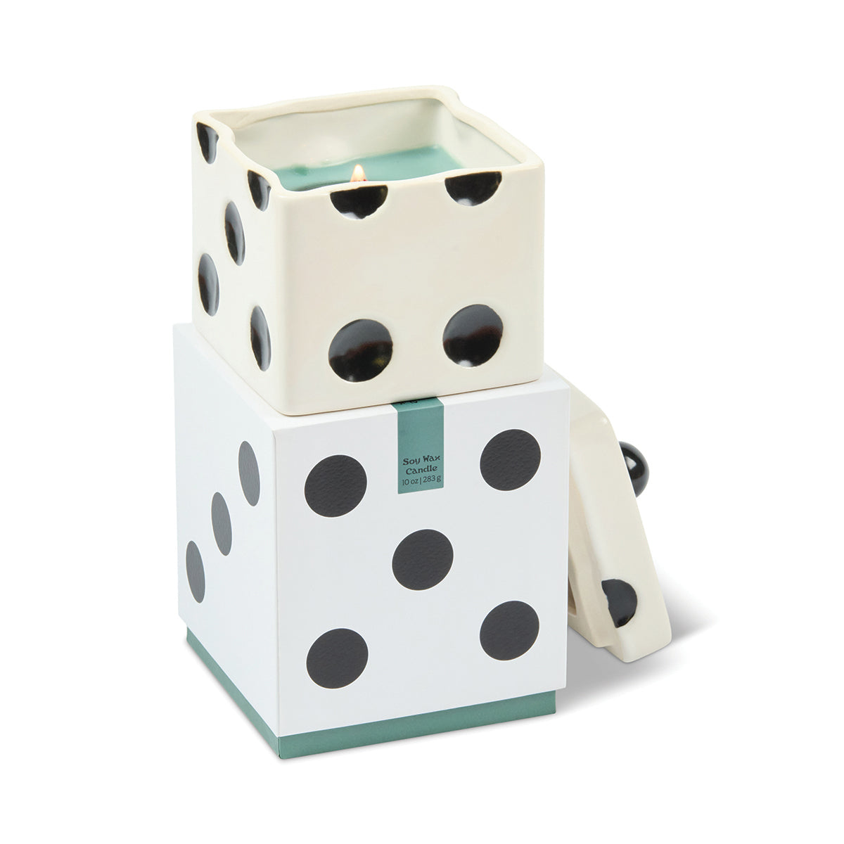 Paddywax Lucky Dice 10oz/283g Ceramic Green Wax Candle - Misted Lime
