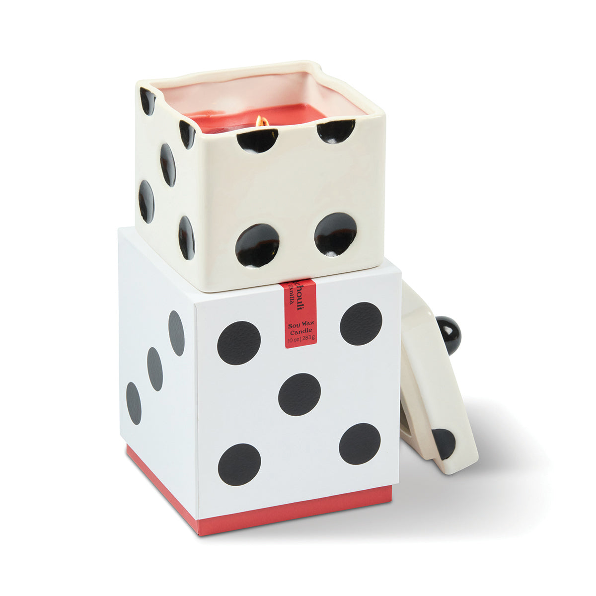 Paddywax Lucky Dice 10oz/283g Ceramic Red Wax Candle - Tobacco Patchouli